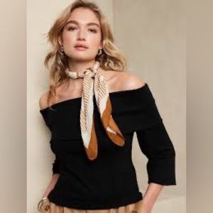 Banana Republic Factory SOFT LUXE OFF-SHOULDER TOP in Black